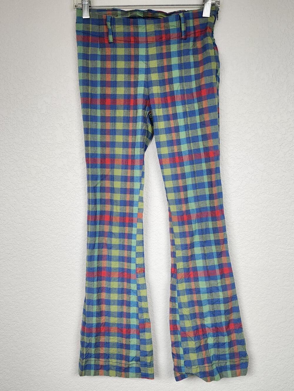 Free People Cotton Linen Retro Plaid Size 4 Pants
